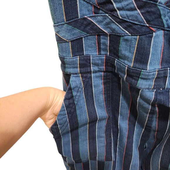 Anthropologie Blue Striped Women's Jeans Overalls size 16 but fits like size 12 - Picture 3 of 14